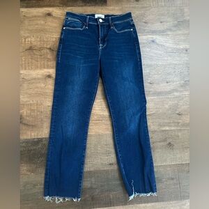 Frame dark denim stretch le high straight leg size 29 inseam 26 rise 10